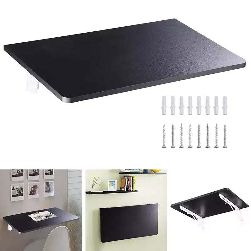 Yescom Wall Mounted Floating Computer Desk Space Saving Home Office Study Table Black