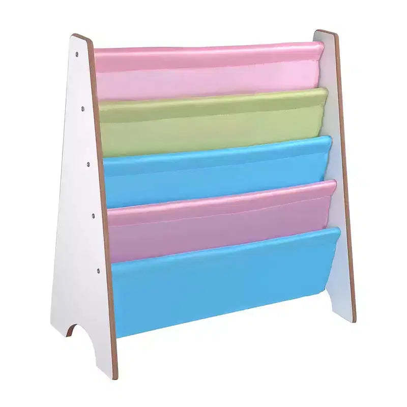 Yescom Wood Kids Book Shelf Sling Storage Rack Organizer Bookcase Display Holder Walnut White