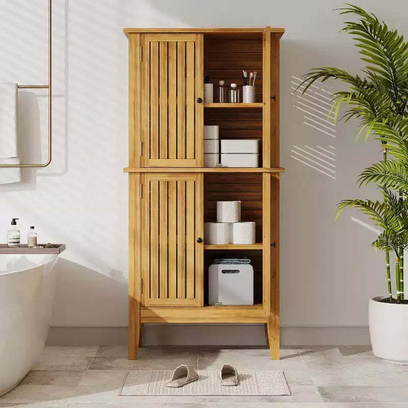 Christopher Knight Home Umberto Indoor/Outdoor Acacia Wood Storage Cabinet with Shelves and Louvered Doors