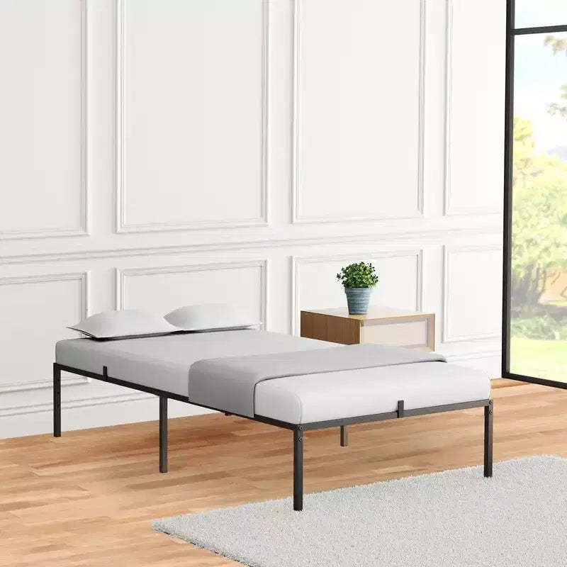 Bed Frame Heavy Duty Steel Slat Mattress Foundation No Box Spring Needed Easy To Assemble Noise Free