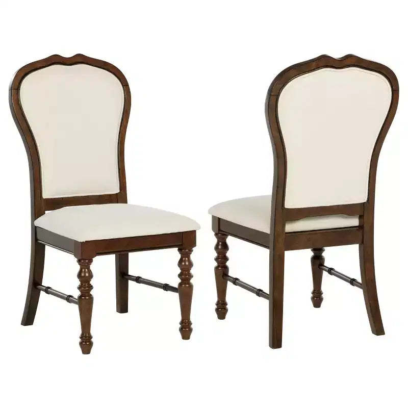 GDFStudio Bennett Upholstered Fabric and Wood Dining Chairs with Rounded Backs and Turned Legs (Set of 2)