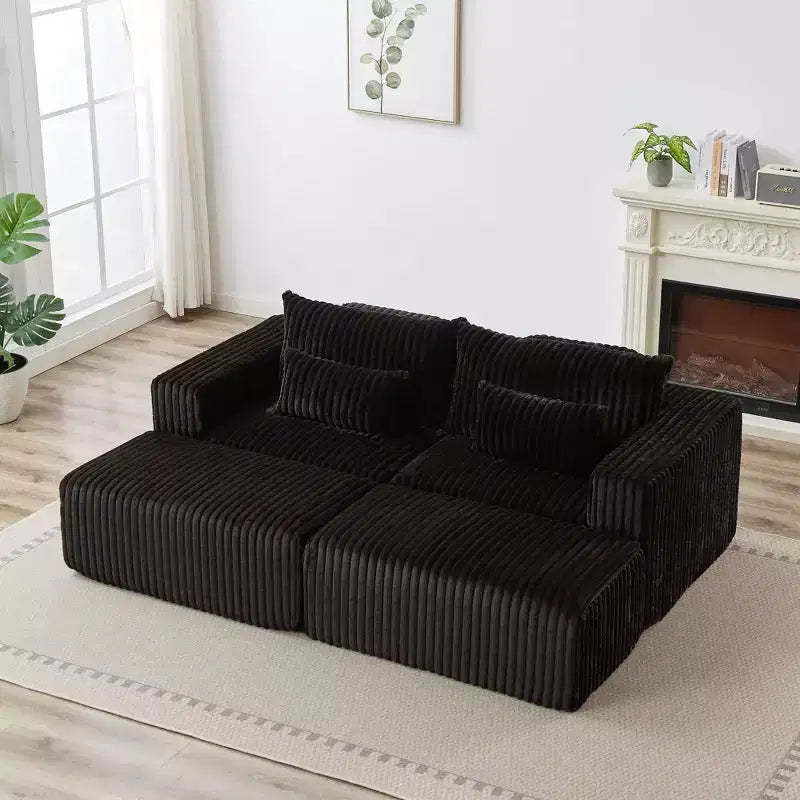 87 Oversized Lounge Chaise: No Assembly, Cloud Plush Loveseat with 2 Removable Footstools - Fluffy Modern Sleeper for Living Room and Bedroom