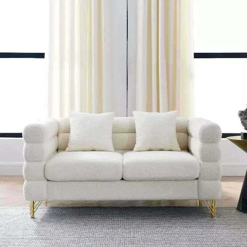 60Inch Oversized 2 Seater Sectional Sofa, Living Room Comfort Fabric Sectional Sofa-Deep Seating Sectional Sofa