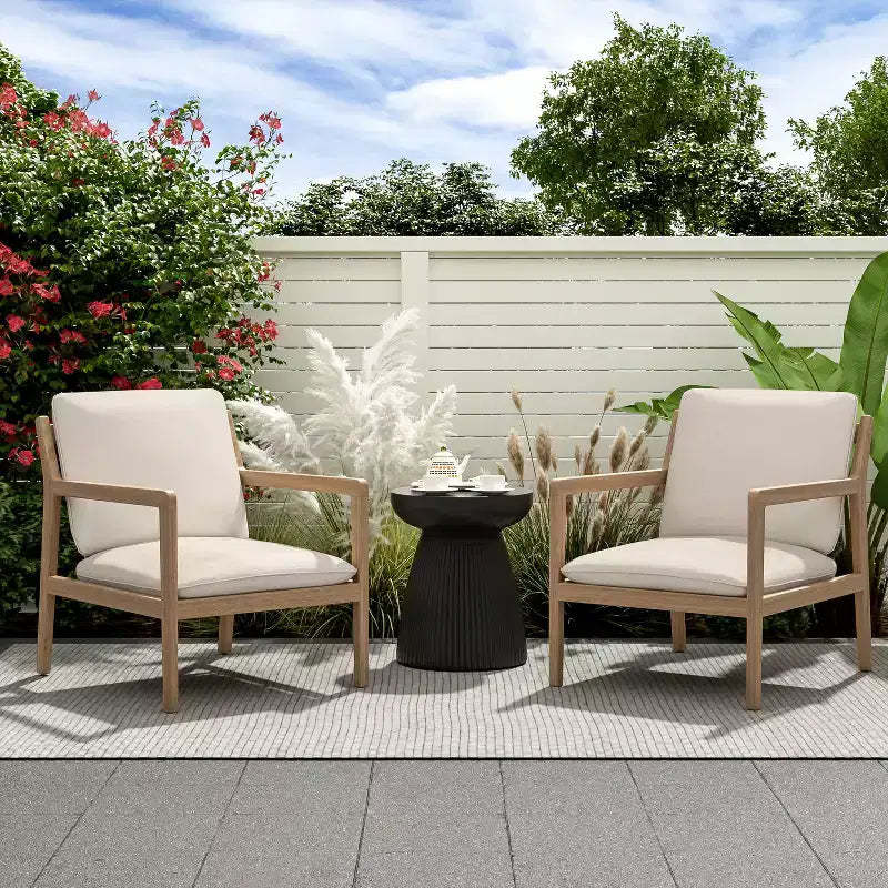 Christopher Knight Home Vanda Patio Acacia Wood Open Slat Club Chairs with Cushions (Set of 2)