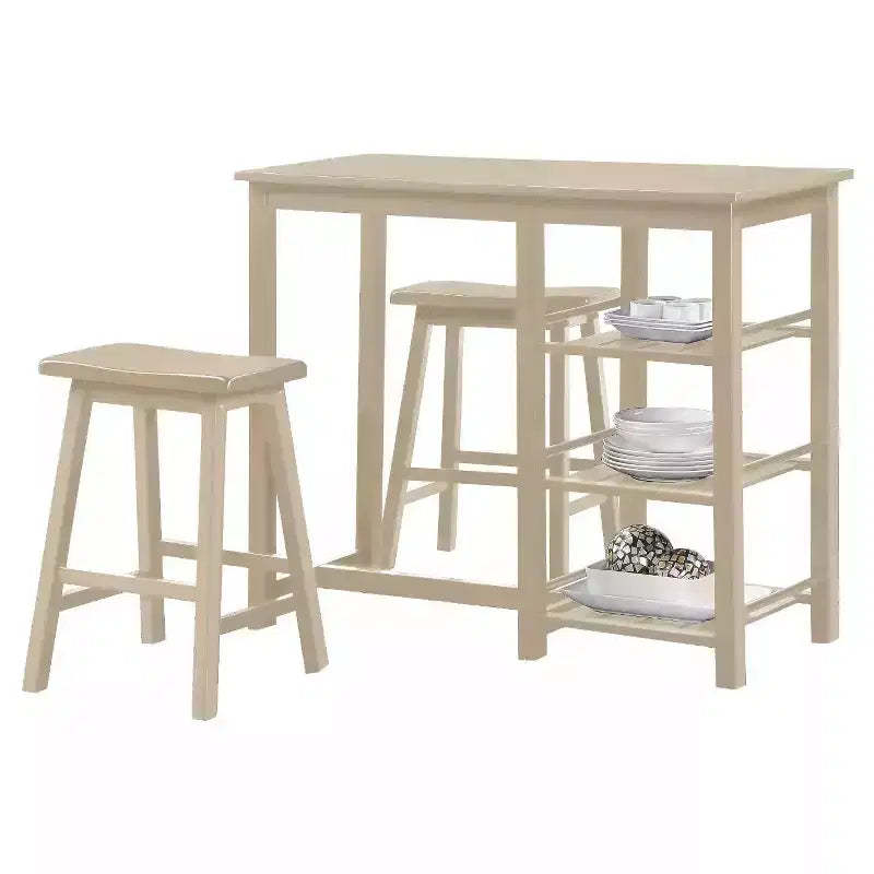 Simple Relax 3 Piece Wooden Counter Height Dining Set in Buttermilk