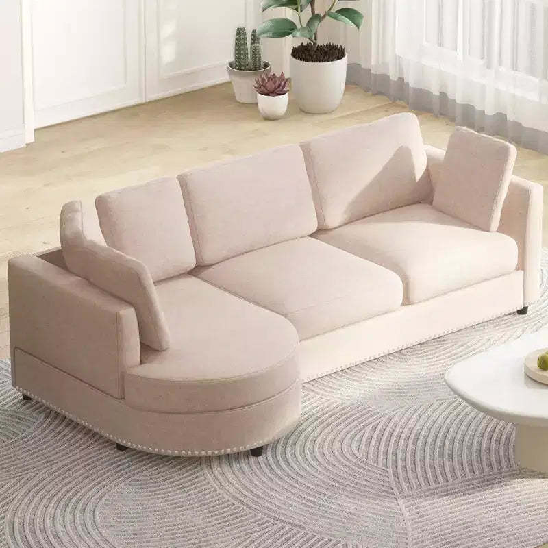 Mjkone Modern Small Cloud Couch, Living Room Minimalist Sofa, L Shaped Couch with Chaise