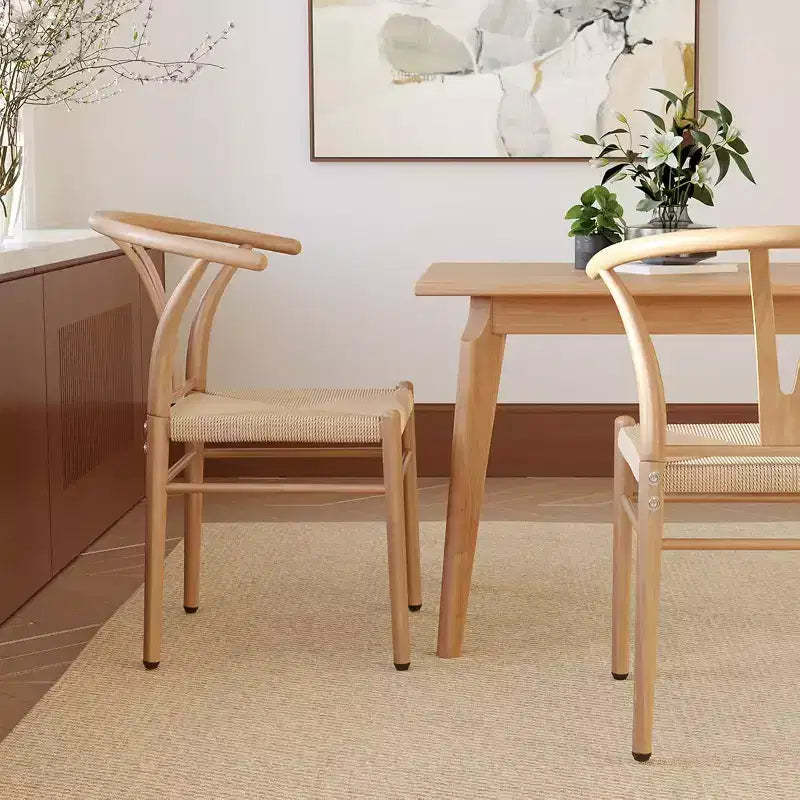Pexfix Nature Metal Rattan Dining Room Chair Set of 2