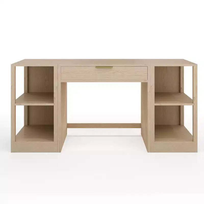 Martha Stewart Kayden Home Office Modular Single-Drawer Desk with Dual 2 Tier Shelves