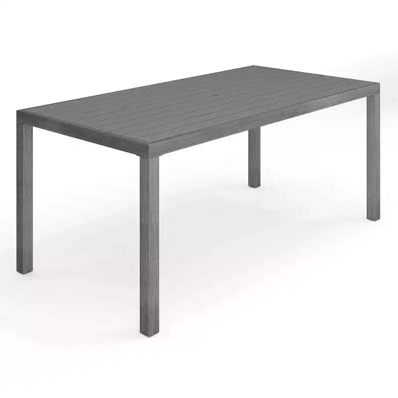 Martha Stewart Bedford 71 Indoor-Outdoor Patio Table with Brushed Woodgrain Aluminum Finish