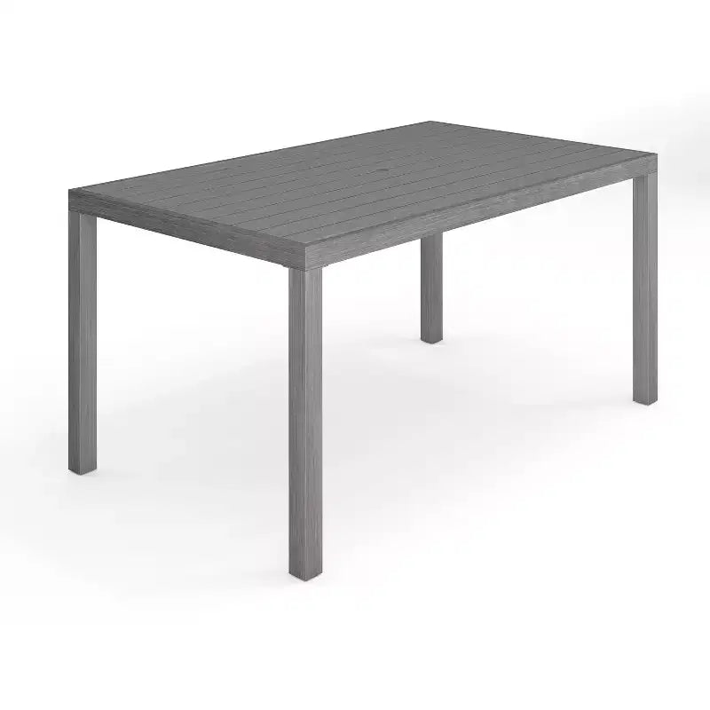 Martha Stewart Bedford 62 Indoor-Outdoor Patio Table with Brushed Woodgrain Aluminum Finish