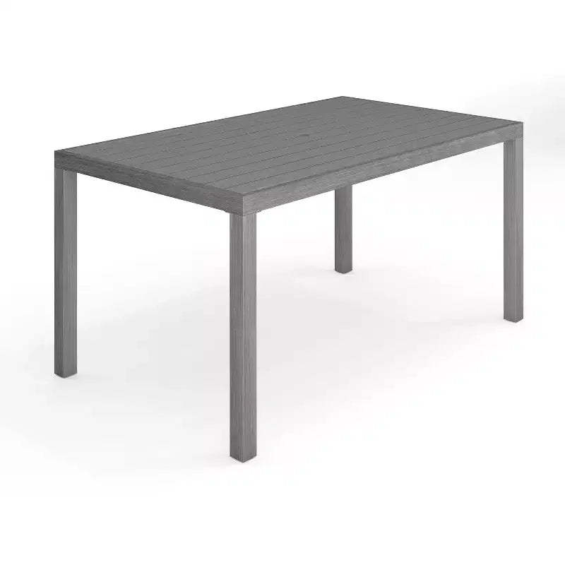 Martha Stewart Bedford 62 Indoor-Outdoor Patio Table with Brushed Woodgrain Aluminum Finish