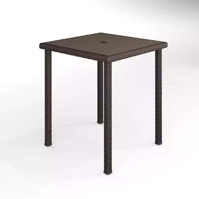Martha Stewart Bedford Indoor-Outdoor Patio Bar Height Table with Engineered Wood Top in Rattan Wicker