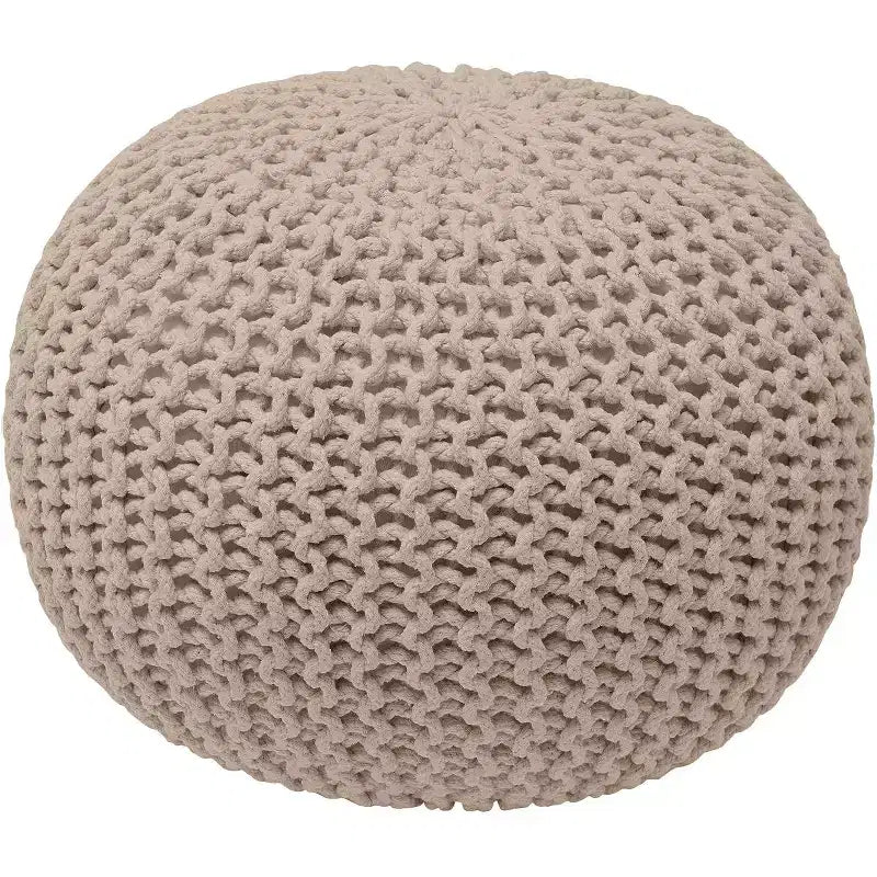 Ornavo Home Cotton Classic Braid Pouf Ottoman - 15 x 18.5