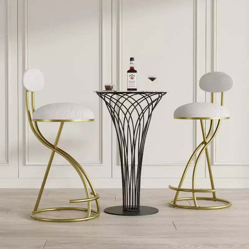 Vatros Round Bar Stools Modern Velvet Upholstered Counter Chair for Dining Room