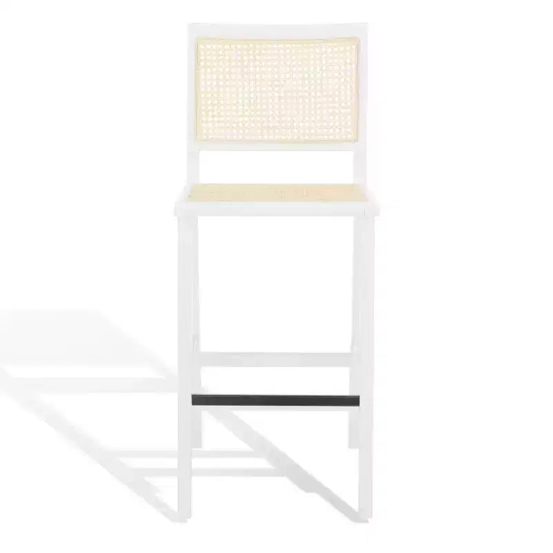 Hattie French Cane Barstool - SFV4140 - White/Natural - Safavieh Couture