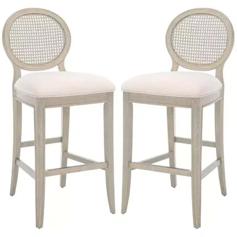Karlee Rattan Back Barstool (Set Of 2) - SFV2132 - Safavieh Couture