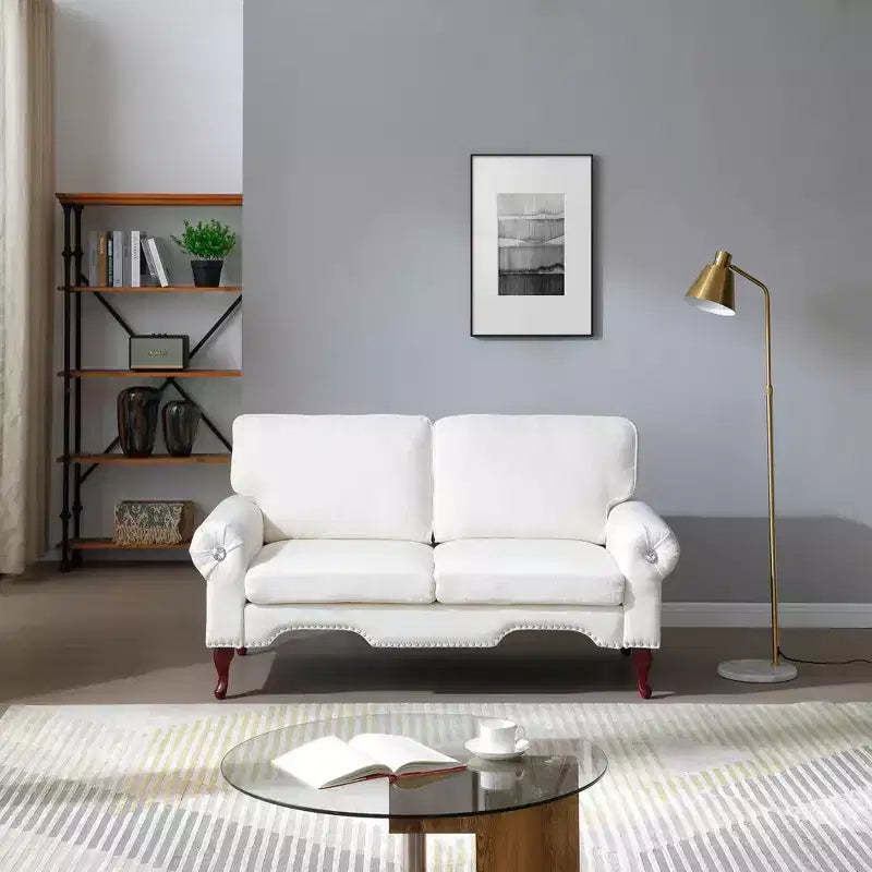 GDFStudio Sheila Linen Upholstery Sofa with Crystal button and Copper Nail
