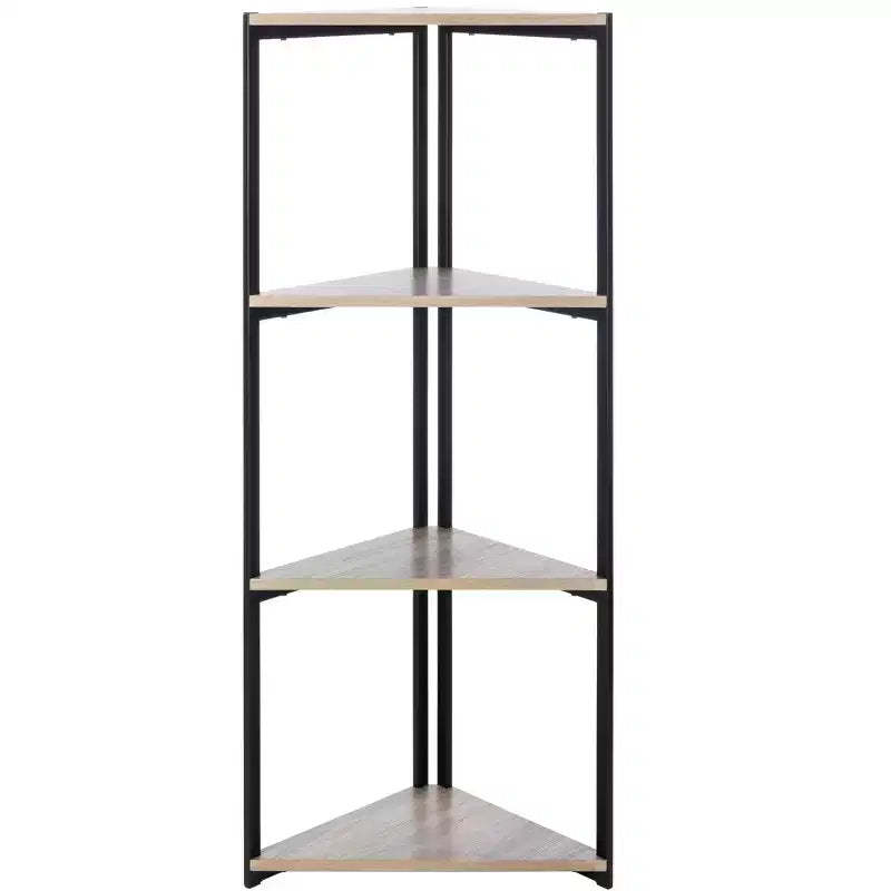Logan 4 Tier Corner Book Shelf - ETG4200 - Light Grey Oak/Black - Safavieh