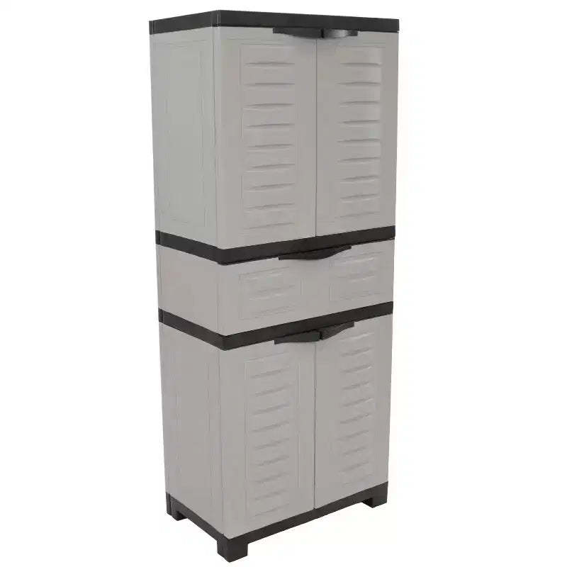 Sunnydaze Plastic Storage Cabinet with 2 Adjustable Shelves and 1 Drawer - 57