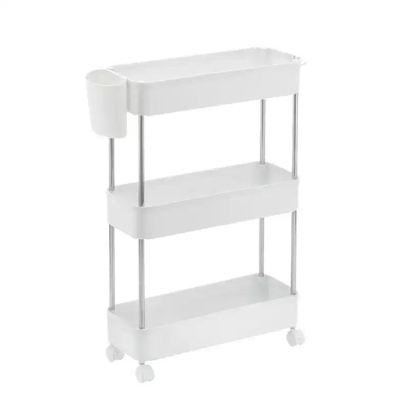 VECELO 3/4 Tier Rolling Cart, Utility Cart for Kitchen Storage, Mobile Shelves Slide-Out Organizers with 2 Lockable Wheels & Hooks