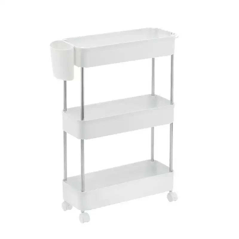 VECELO 3/4 Tier Rolling Cart, Utility Cart for Kitchen Storage, Mobile Shelves Slide-Out Organizers with 2 Lockable Wheels & Hooks