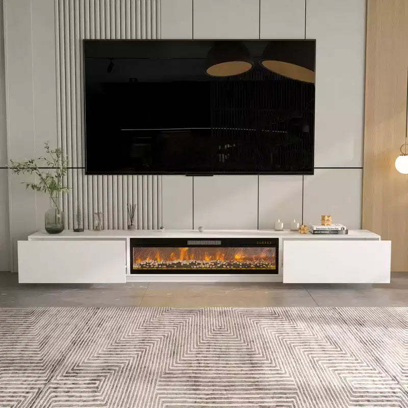 Famapy Modern Minimalist TV Stand Entertainment Center Media Console with Drawers and Open Shelving