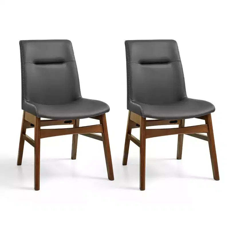 Subrtex Solid Wood dining Chair Faux Leather Upholstered Side Chair (Set of 2)