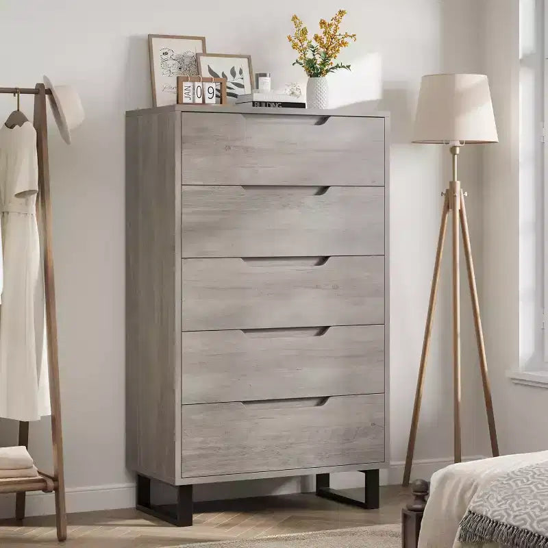 5 Dresser for Bedroom, 51 Tall Dresser, Freestanding Vertical Drawer Cabinet with Storage, Wooden Closet Storage Chest for Living Room, Bedroom