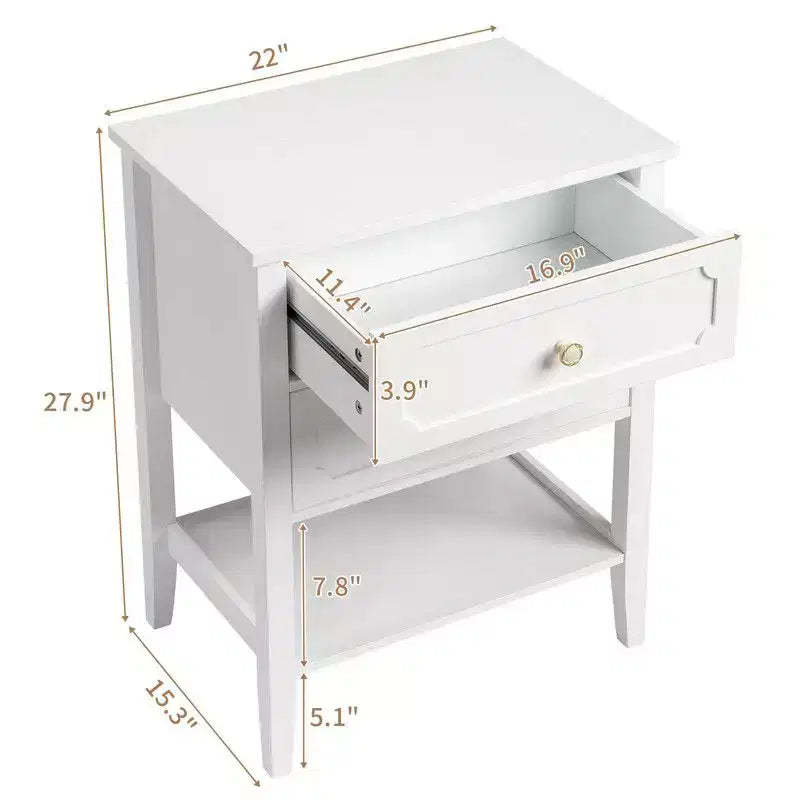 Karl Home | Solid Wood Nightstand with Two Drawers