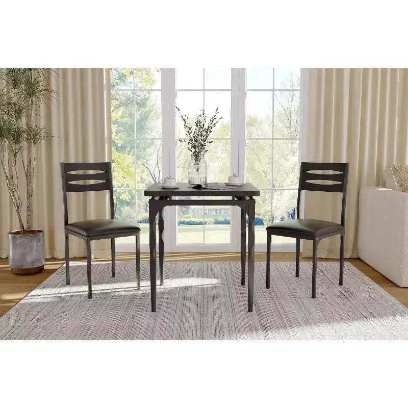 Dining Table Set for 2, 3 Piece Dining Table and Chairs Set of 2, Dining Table Set with Spiral Table Legs for Small Spaces