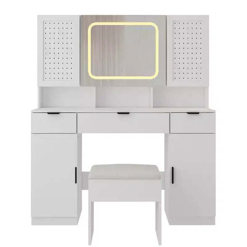 Karl Home | White Makeup Vanity Table Set with Led Lights