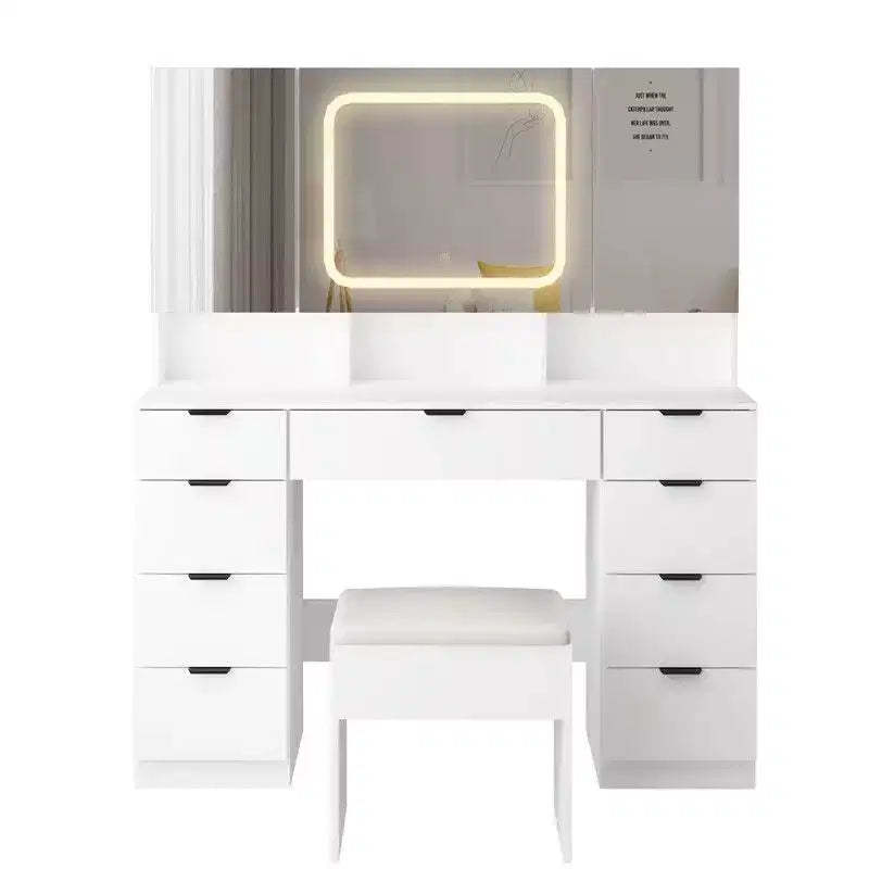 Karl Home | Large Vanity Table Set with 3 Opening Mirrors and LED Lights