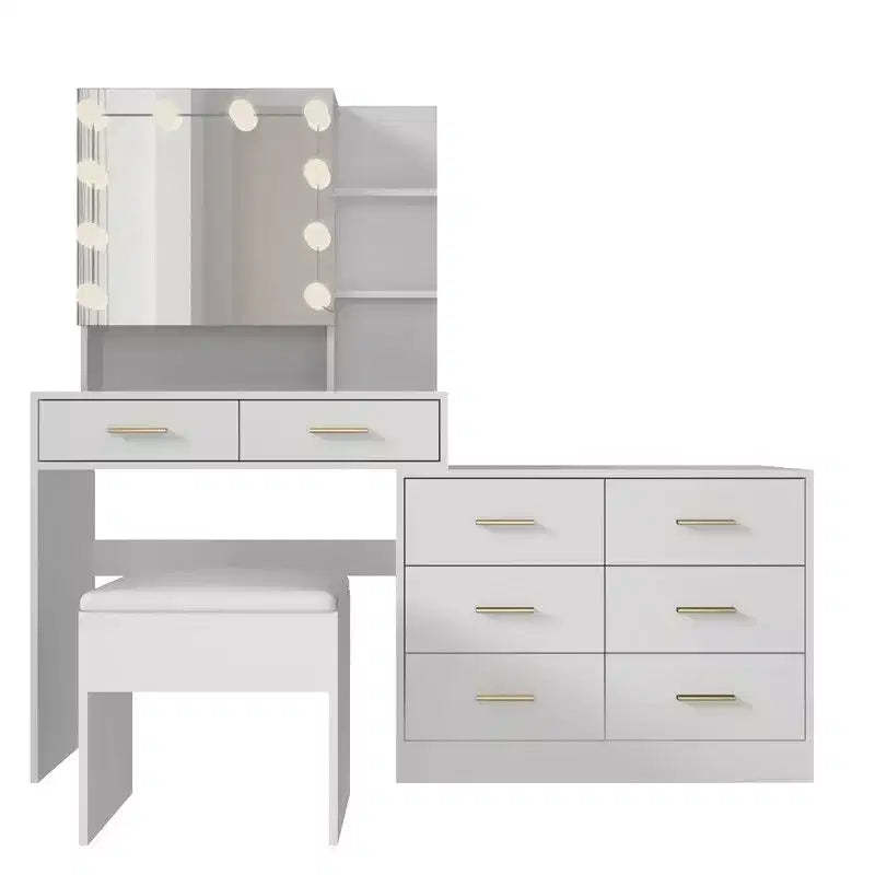 Karl Home | Large Makeup Vanity with Lights Drawers and Storage