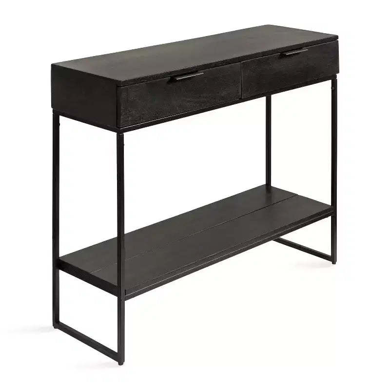 Kate and Laurel Malone Wood and Metal Console Table, 36x13x31, Black