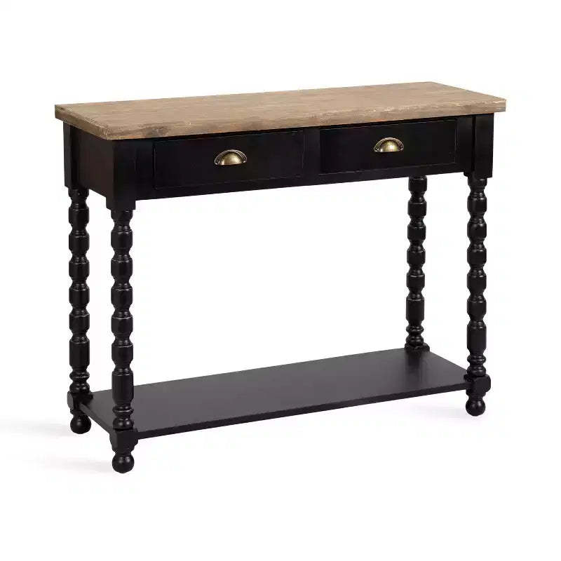 Kate and Laurel Rutledge Console Table with Storage, 40x14x33, Black