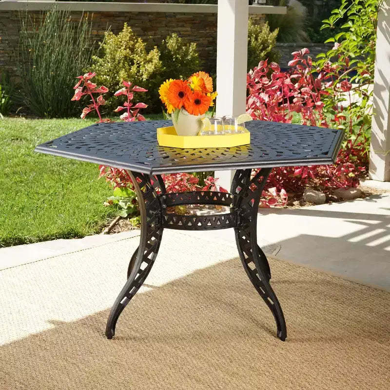Christopher Knight Home Tupelo Outdoor Cast Aluminum Hexagonal Dining Table, Antique Matte Black