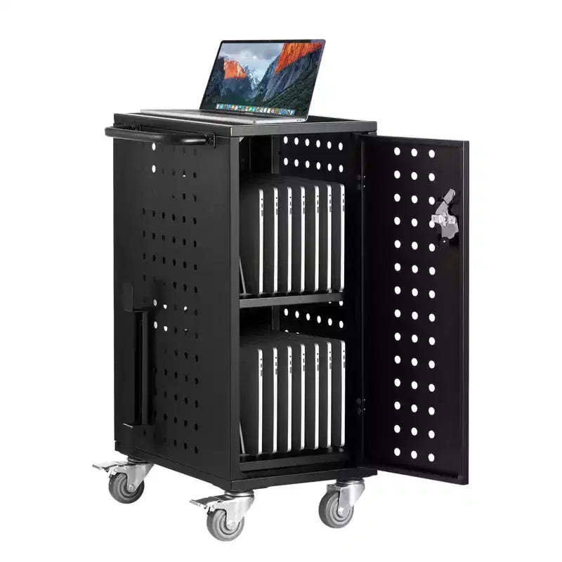 VEVOR Charging Cart, 16 Device Mobile Charging Station, Up to 15.6 in Screen Size, Office and Classroom Mobile Charging Cart, for Chromebook