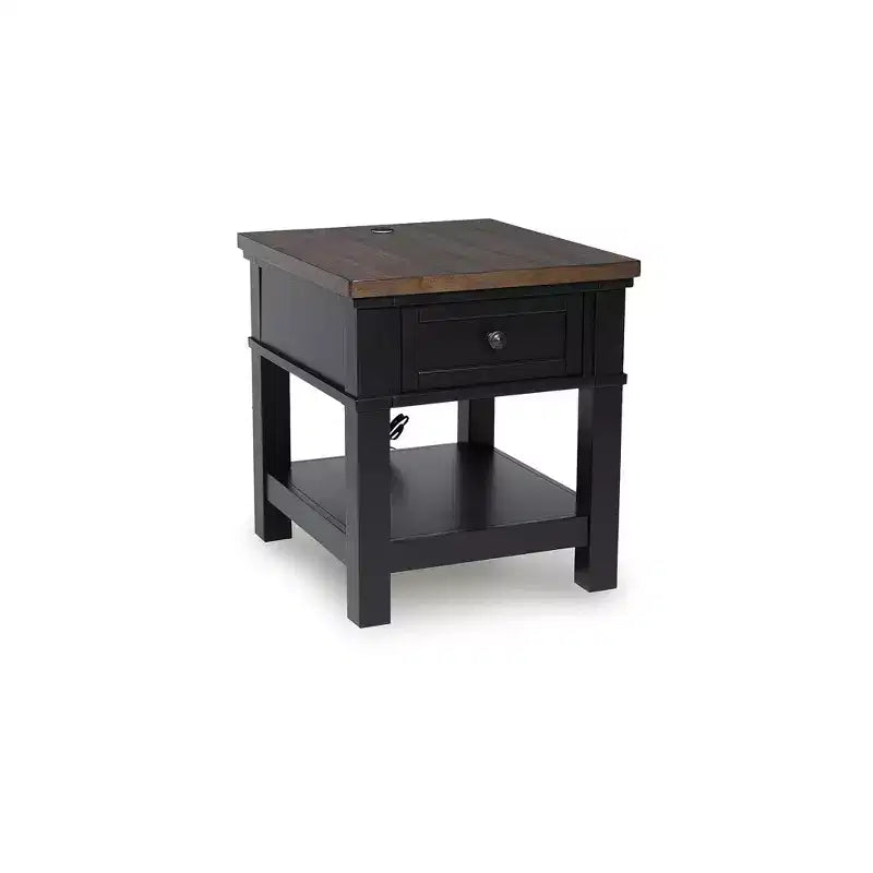 Signature Design by Ashley Wildenauer Rectangular One Drawer End Table with USB Charging, Black
