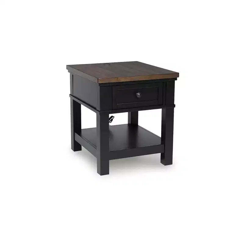 Signature Design by Ashley Wildenauer Rectangular One Drawer End Table with USB Charging, Black