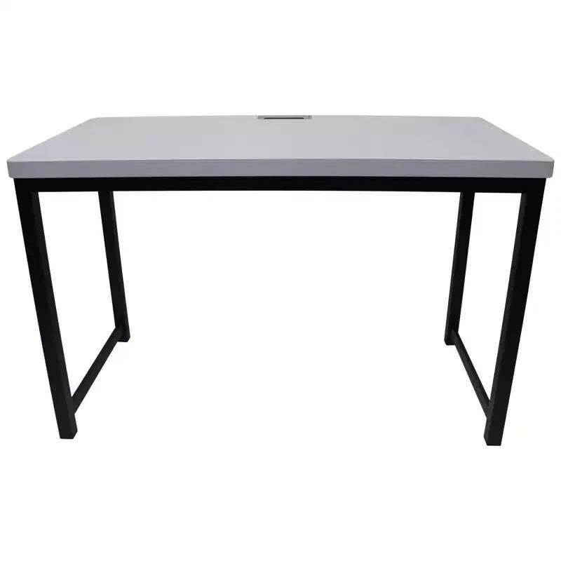 eHemco Office Computer Desk in Light Gray Top and Metal Frame Base in Black, 30 Inches Height
