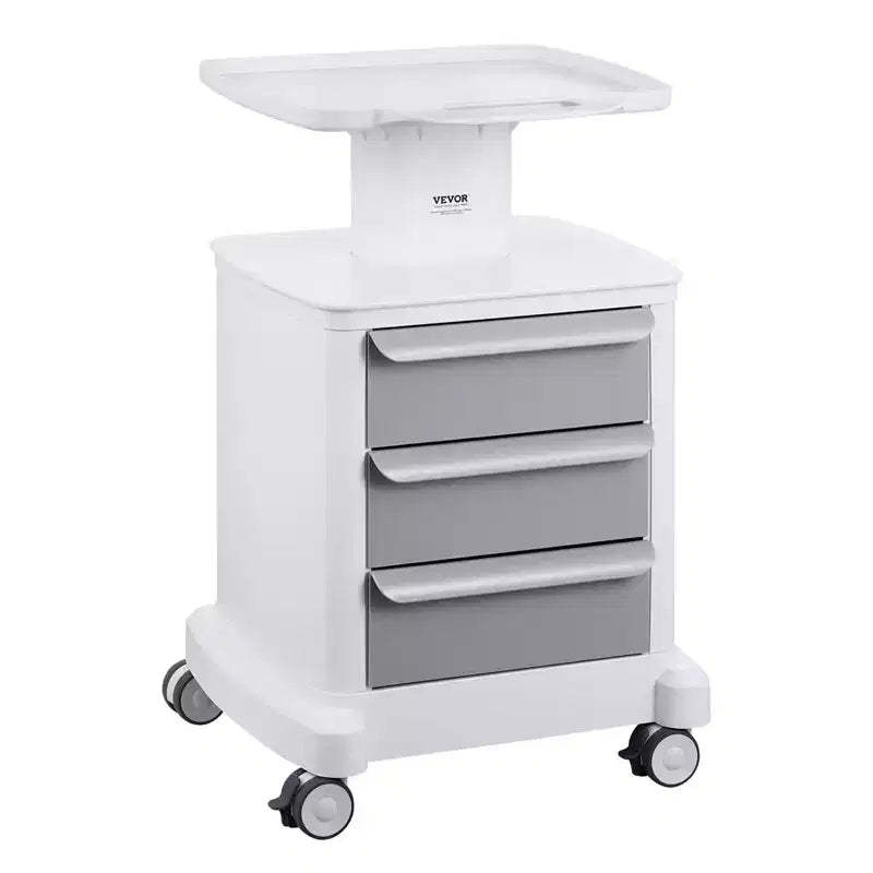 VEVOR 4 Tiers Lab Carts, Lab Utility Cart with 3 Drawers & 1 Top Tray, Mobile Medical Cart with ABS Material, Lab Rolling Cart