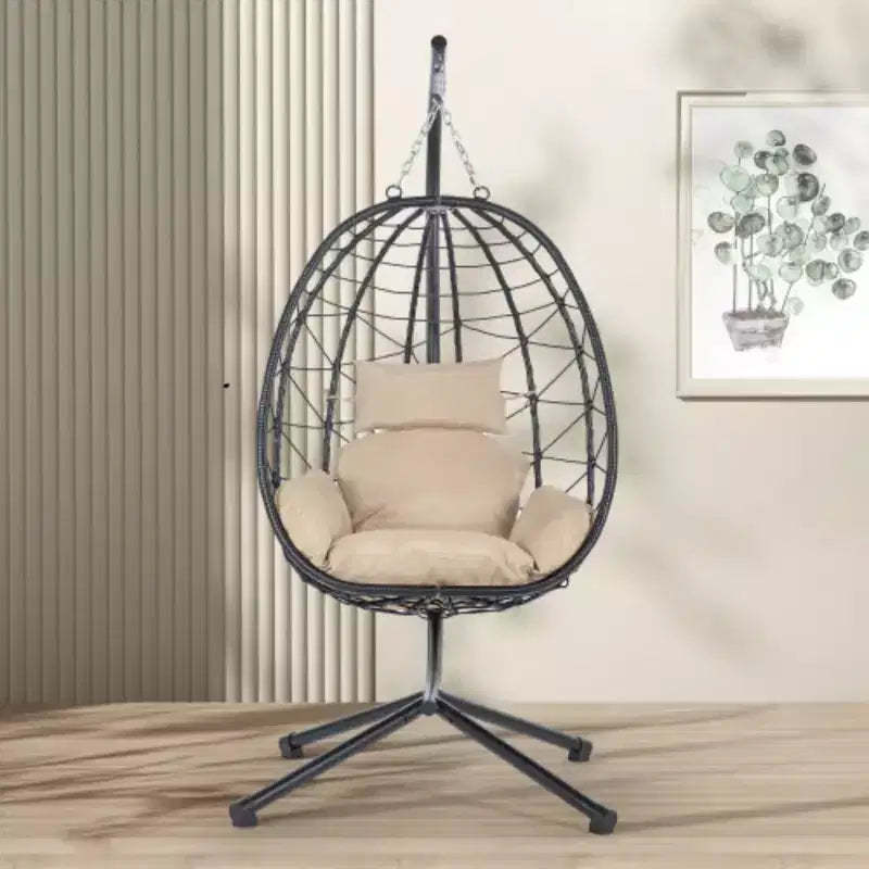 Egg Chair with Stand Indoor Outdoor Swing Chair Patio Wicker Hanging Egg Chair Hanging Basket Chair Hammock Chair