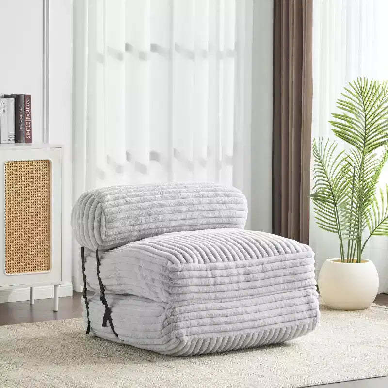 Christopher Knight Home Maegan Modern Foldable Faux Fur Bean Bag Convertible Lounge Bed with Pillow