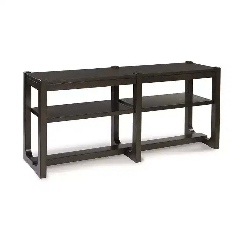 Signature Design by Ashley Breckington Console Table - Modern Sofa Table with Adjustable Shelves, Dark Brown