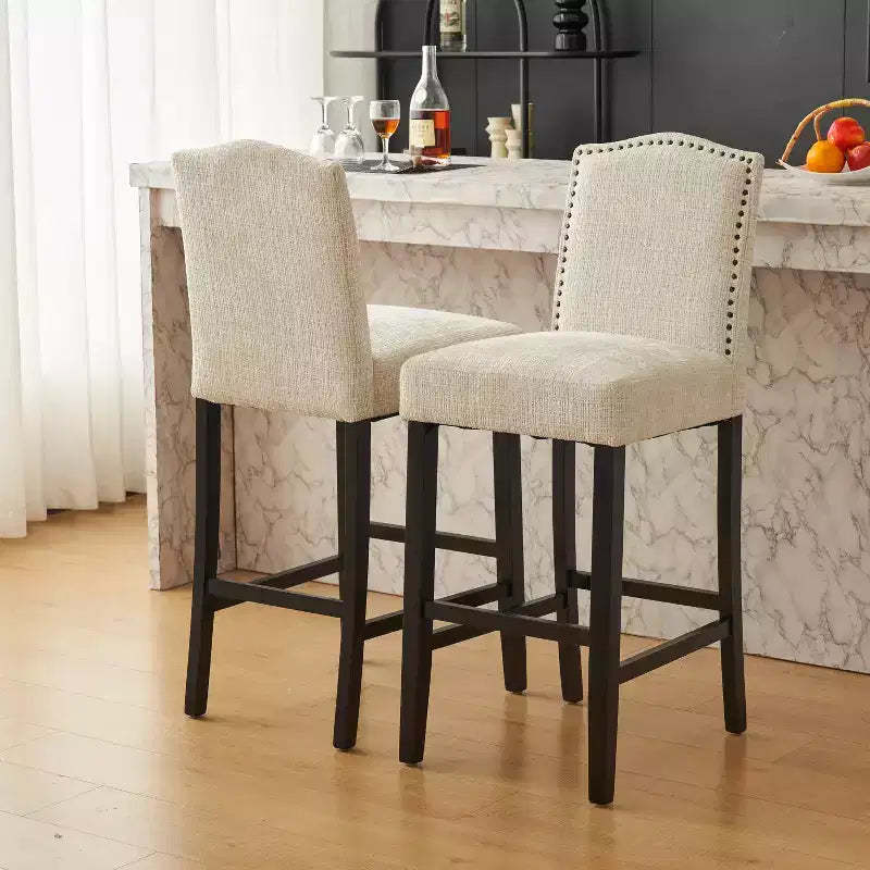 Set of 2 Bar Stool Counter Height Stool Dining Chair Pub Kitchen Stool, PU Leather Upholstered -ModernLuxe