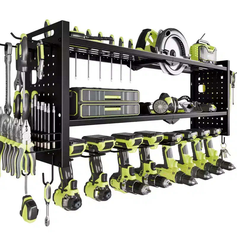 Hausource 3-Tier Power Tool Organizer Shelving Heavy Duty Storage Rack, Black