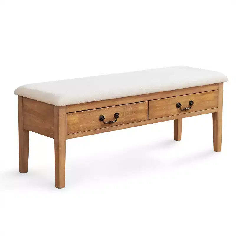 Subrtex Upholstered Storage Bench with Solid Wood Leg