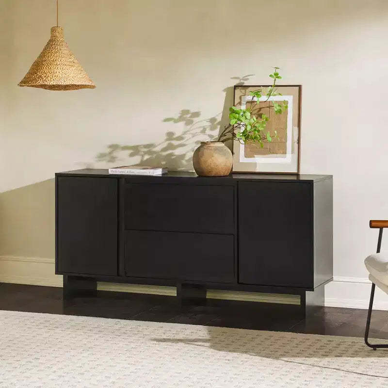 GDFStudio Sophy Modern Wood 63 Sideboard with Adjustable Shelf and Drawer