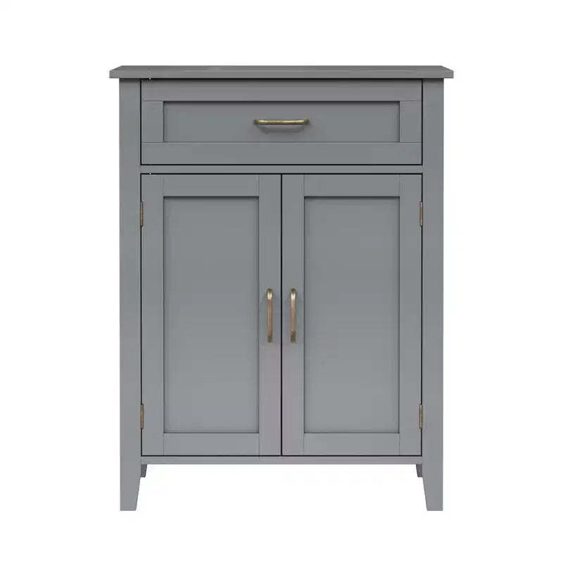 Teamson Home Mercer Wooden Bathroom Furniture, Floor Storage Cabinet with Drawer, Grey