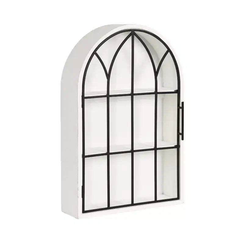 Kate and Laurel Megara Arched Wall Mounted Cabinet, 16x6x24, Black
